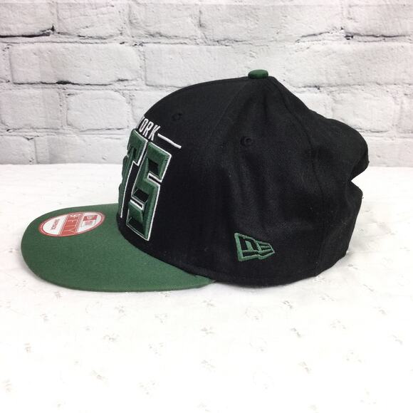 New Era 9Fifty NFL Jets Black Large Embroidered Spell Out Cotton SnapBack Hat - Picture 6 of 12